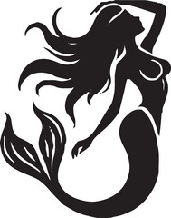 Elegant Mermaid Silhouette with Flowing Hair