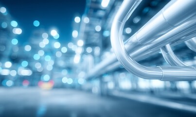 Obraz premium A pipeline for producing renewable energy from clean sources, creating pure hydrogen gas for generating pure electricity, is in stock