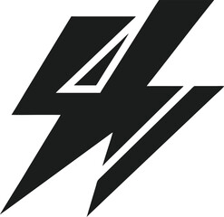 Minimalist abstract lightning bolt silhouette with sharp angular lines for a logo design