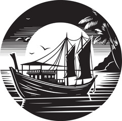 boat on the sea vector art