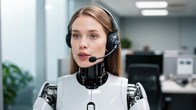 Robotic customer service representative in office