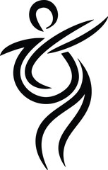Abstract human form in motion with eight curved lines logo design