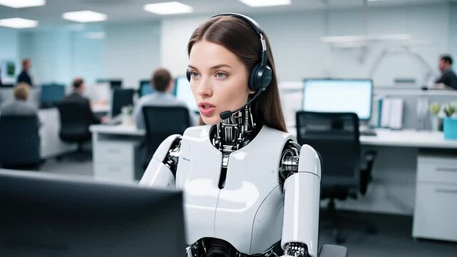 Tech assistant Humanlike android at office