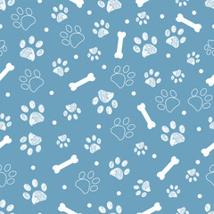 Navy background with white paw and bones