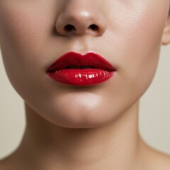 Naklejka premium mouth face lips make up cosmetics lipstick glow beautiful model