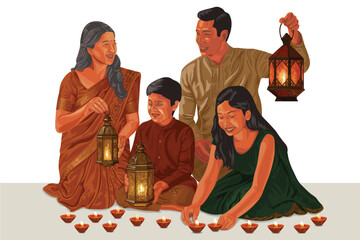 Joyful moments and family gatherings celebrating diwali's cultural traditions in india