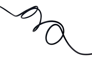 Black wire cable of usb and adapter isolated on white background with clipping path.Electronic Connector.Selection focus.