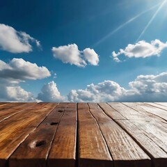 Sunny sky wooden deck summer background texture