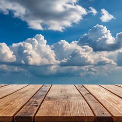 Wooden deck sky cloudscape summer day background