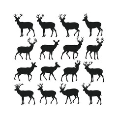 Deer and Stag Silhouette Vector Collection – Wildlife Animal Set