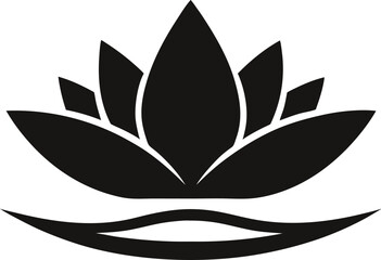 Minimal Lotus Flower on Water Silhouette