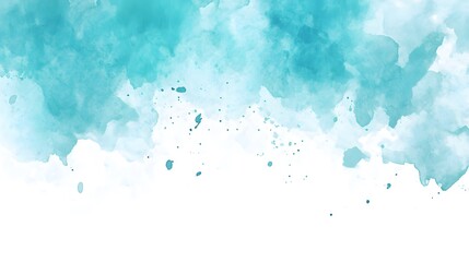 Digitally created watercolor-like image with blended teal and white colors, and small spots, creating a soft, abstract artistic background.