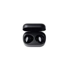 Stylish Black Wireless Earbuds in Charging Case for Music Lovers and Commuters on transparent background