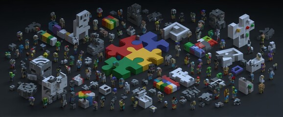 Fototapeta premium The concept of autism awareness is explored in depth, covering Autism Spectrum Disorder, its associated symptoms, and various therapeutic methods, as well as promoting understanding, treatment, and