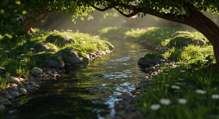 River Scene for 3D Design – Stunning Nature Landscape Reference for 3D Modeling and Animation