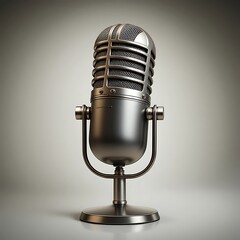 Studio microphone photography podcasting equipment voice recording retro microphone audio production studio silver mic