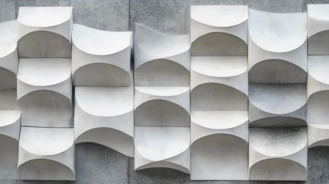 3D wall with geometric pattern, concrete facade