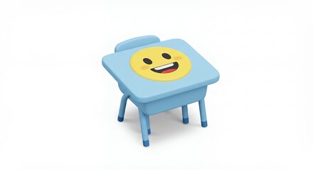 Fototapeta premium Blue childrens desk with emoji decor
