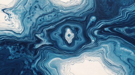 Abstract Blue Swirls: A mesmerizing Acrylic Pour Painting