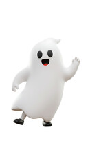 Cheerful Ghostly Figure on White Backdrop