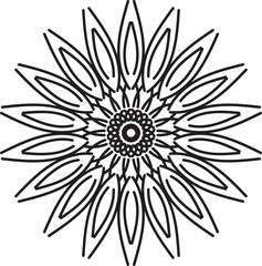 Petal Mandala with Pointed Flower Style in Vector Line Art