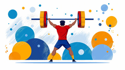 The weightlifter is a cartoon athlete
