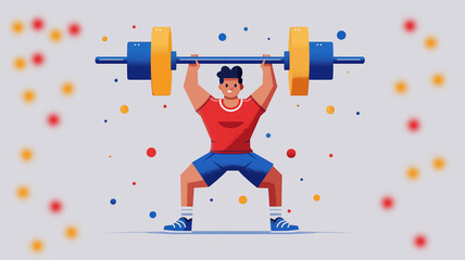The weightlifter is a cartoon athlete