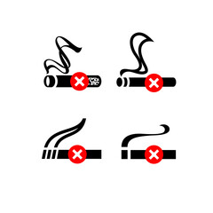 No smoking cigarette icon set, sign no smoking in this area, vector illustration for print
