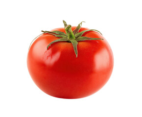 Fresh ripe tomato with vibrant color for culinary use on a transparent background, cut out