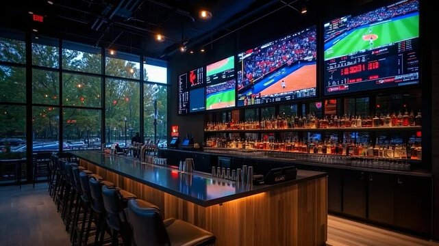 Sports bar interior design daytime
