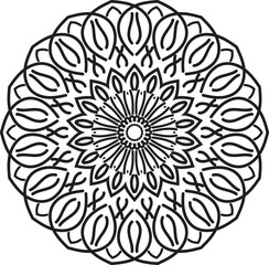 Leafy Mandala Line Art with Natural Motif