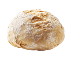 Soft dough ball ready for baking bread or pastries at home on a transparent background, cut out