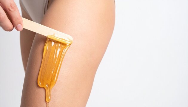 brazilian wax on women's thighs in isolated background