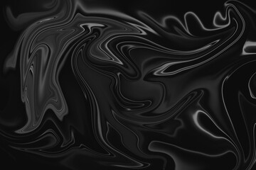 Dark Liquid Metal Swirl Abstract Background, black