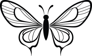Black and White Butterfly Vector with Floral Design 