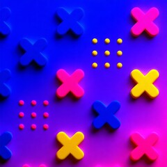 Obraz premium A modern illustration featuring a geometric pattern in a palette of 80s and 90s colors with neon stripes