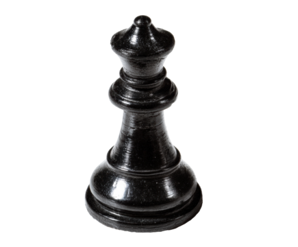 Black chess king piece on display for games and strategy learning on a transparent background, cut out