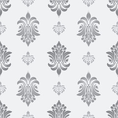 Damask seamless pattern with gray floral elements, vintage design, vector illustration elegant for textile, wall paper, curtains, cushion cover, bedding, rug, scarf, upholstery fabric, fashion, decor