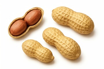 Dried peanuts in peel closeup isolated on white background, nutshell, Peanuts, isolated Nuts, Nuts