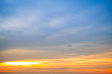 Beautiful , luxury soft gradient orange gold clouds and sunlight on the blue sky perfect for the...