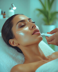 Latin Beauty Treatment - Woman Receiving Facial Treatment in Aesthetic Beauty Clinic
