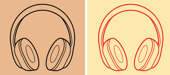 headphones outline line art vector illustration
