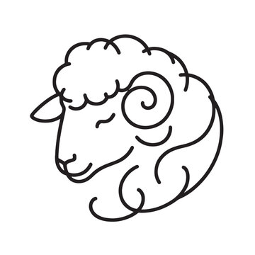 sheep vector illustration  icon simple one line drawing