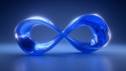 Fototapeta premium A rainbow infinity symbol on a blue background represents autism awareness day, also acknowledging adhd and neurodiversity