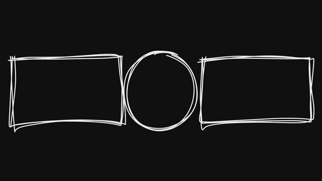 Doodle YouTube Outro Frame Animation Scribbled Video Placeholder Template with Artistic Layout Black and White Background