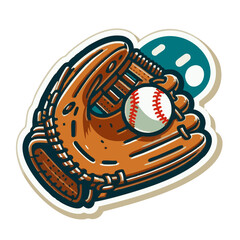 Baseball glove with ball ready to catch in colorful illustration  