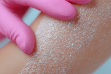 Fototapeta premium A laser machine is being used to remove underarm hair from a woman