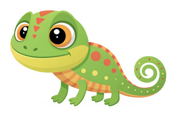 Fototapeta premium Adorable Cartoon Chameleon Illustration Green Reptile Character Design Cute Animal Clipart