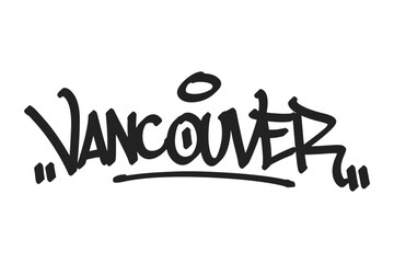 Vancouver graffiti tag in bold black lettering on white background. Clean urban style, perfect for coastal city culture, creativity, and vibrant street art projects.