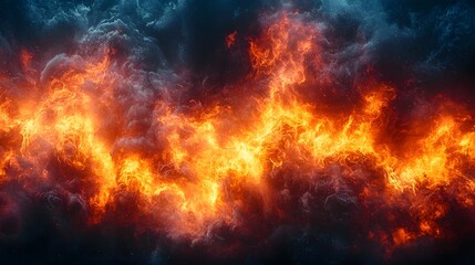 Fototapeta premium Raging inferno of fiery flames and swirling smoke